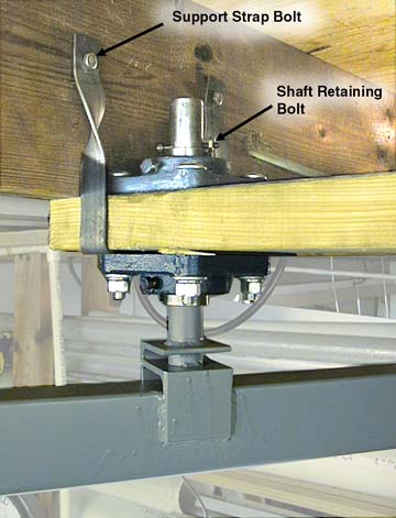 Detail view of pivot assembly
